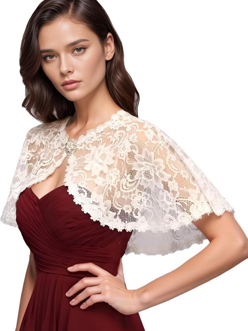 Elegant Lace Applique Bridal Shawl Cape - Wedding Shoulder Cover Bolero